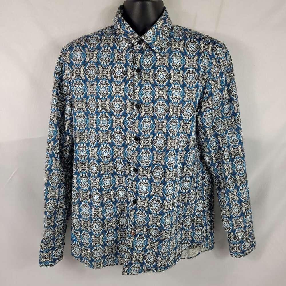 John Lennon Collection Retro Long Sleeve Button-Up Dress Shirt Mens Medium